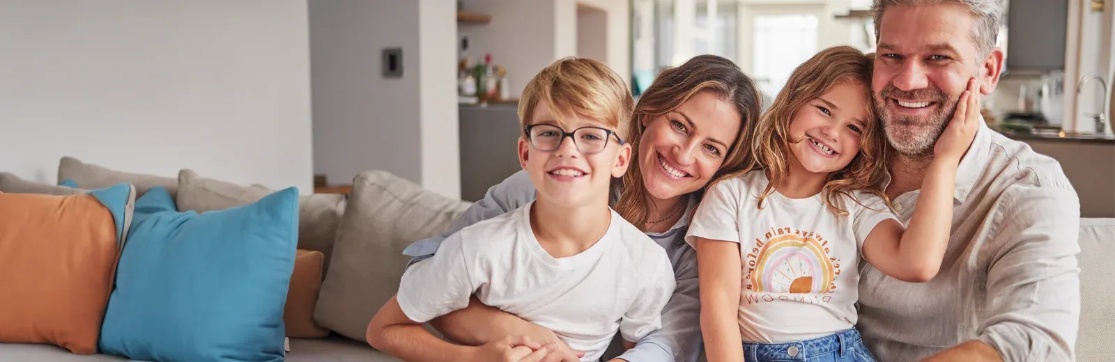 family in living room, pest free home